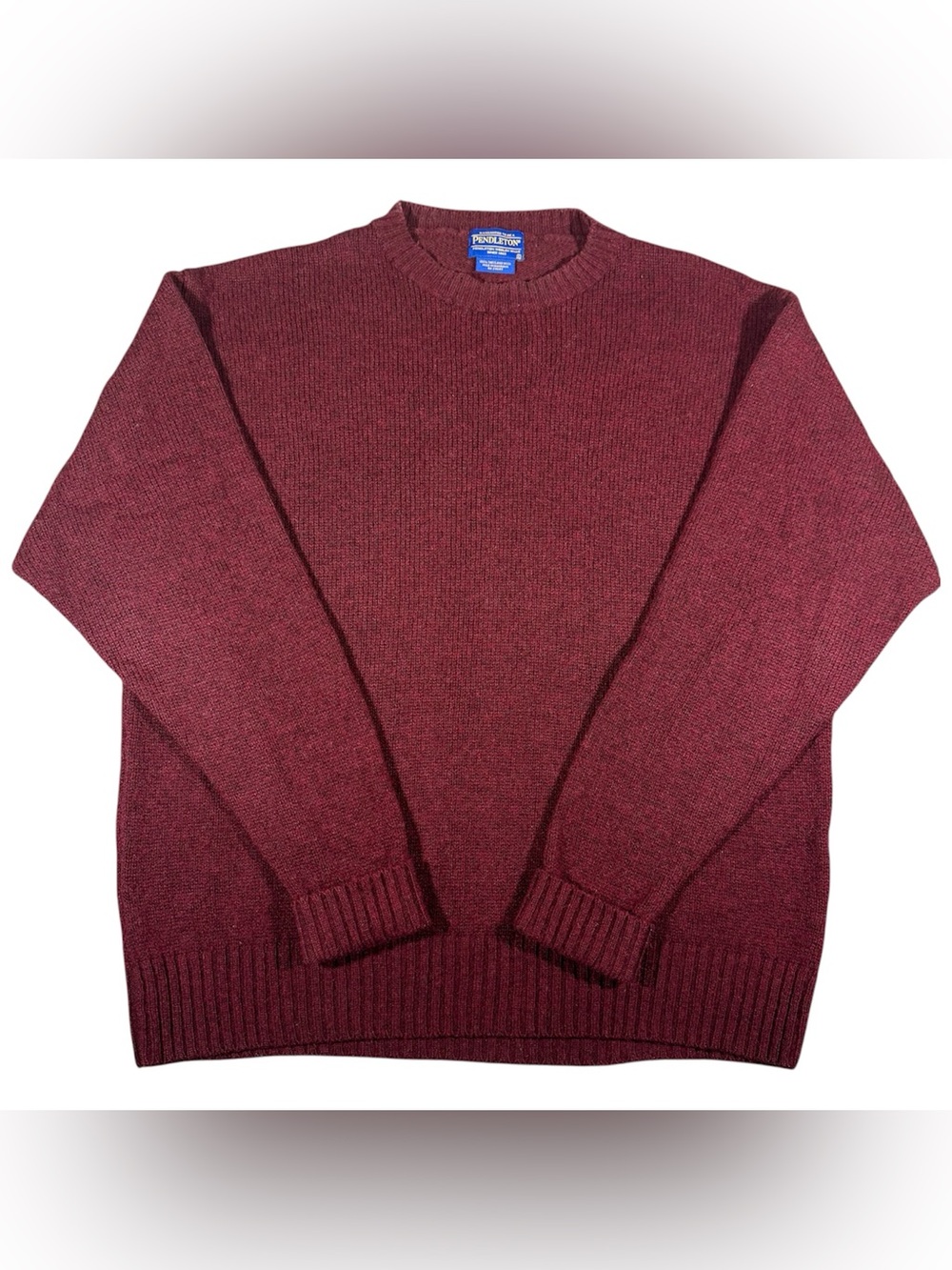 Vintage Pendleton Shetland Wool Knit Sweater Burgundy Men’s Size Large